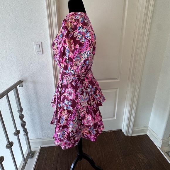 Lilly Pulitzer Sz 14 Amarena Cherry Alexandria Elbow Sleeve Cotton Wrap Dress - Picture 9 of 13